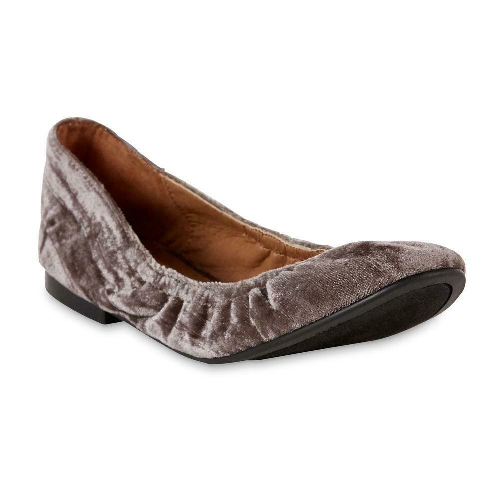 Attention Women's Abbott Abbot Gray Pink Velour Ballet Flat Shoes #40966