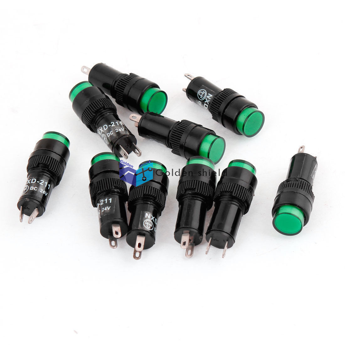 10 Pcs NXD-211 Energy Saving Green LED Indicator Signal Light DC24V✦Kd