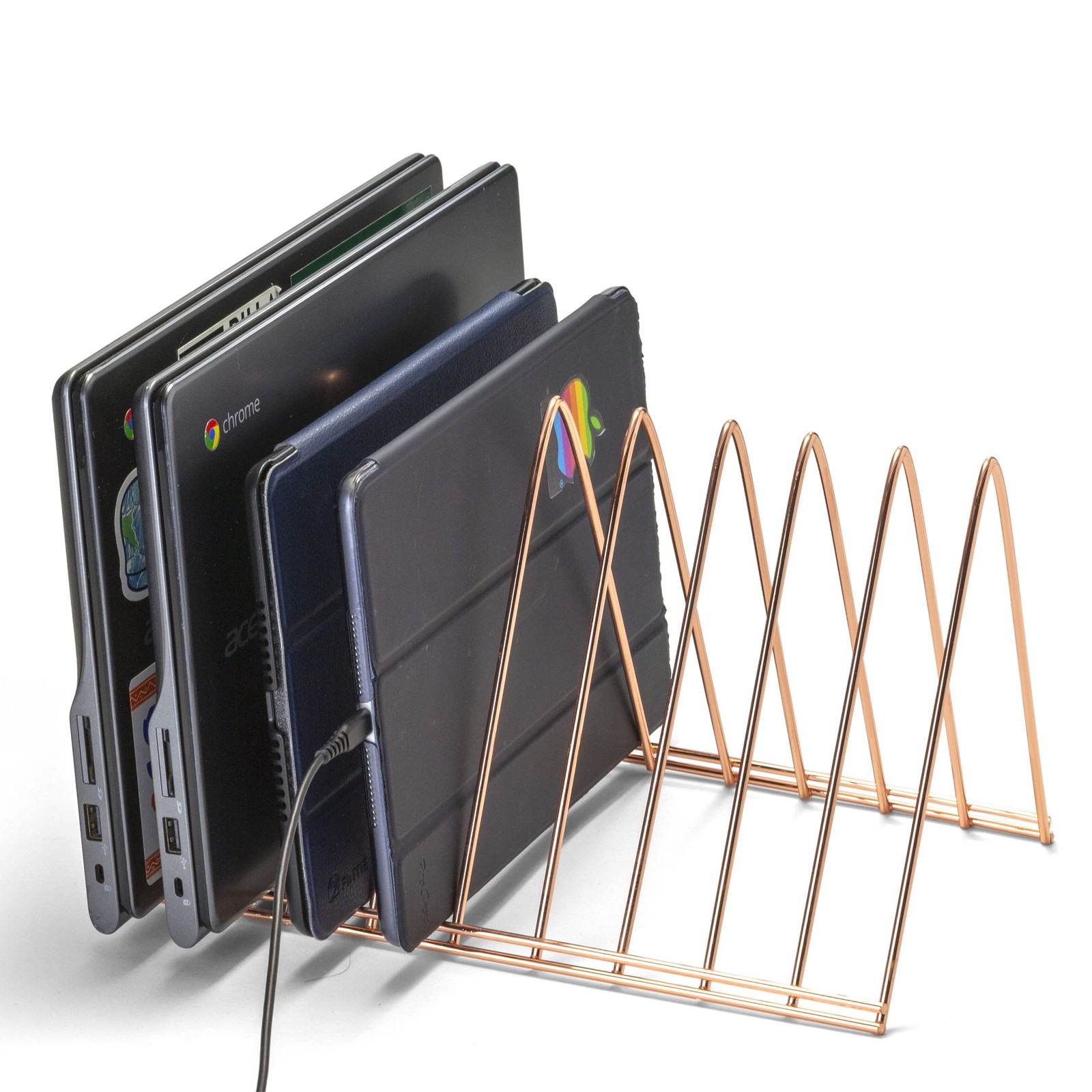 Triangular Wire File Sorter Rose Gold 93151 Office Desk Organization