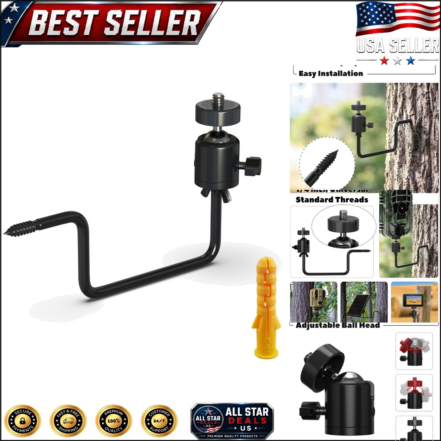 Versatile Trail Camera Tree Mount for Wildlife Photography - Compact & Sturdy