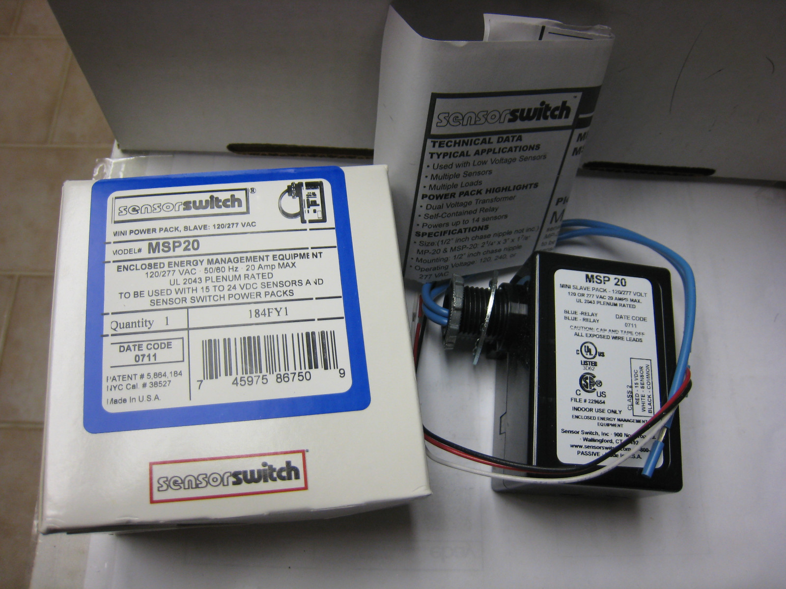 NEW SENSOR SWITCH MINI POWER PACK SLAVE   MSP20  120/277 VAC 50/60 HZ