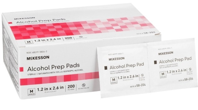 Mckesson Alcohol Prep Pads 1.2in x 2.6in Box of 200