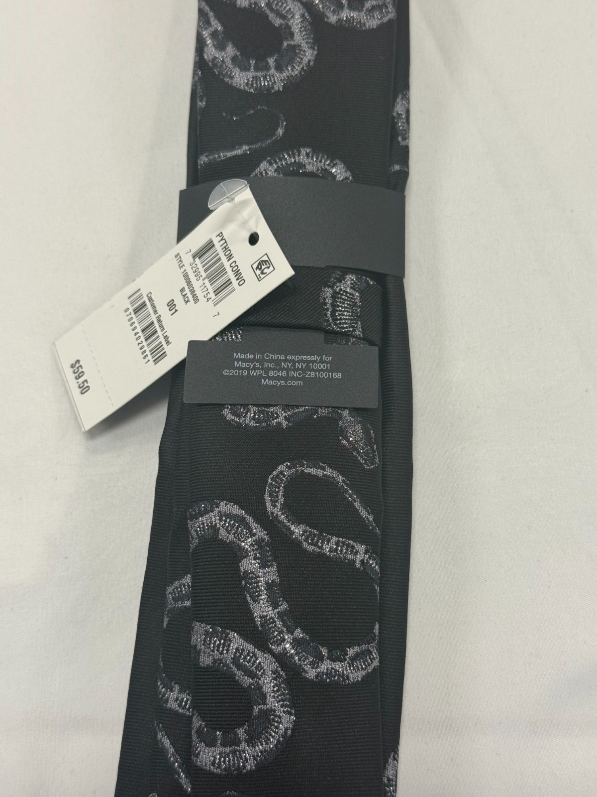 NWT INC International Concepts Python Convo Black Snake Print Slim Tie Men's Nec