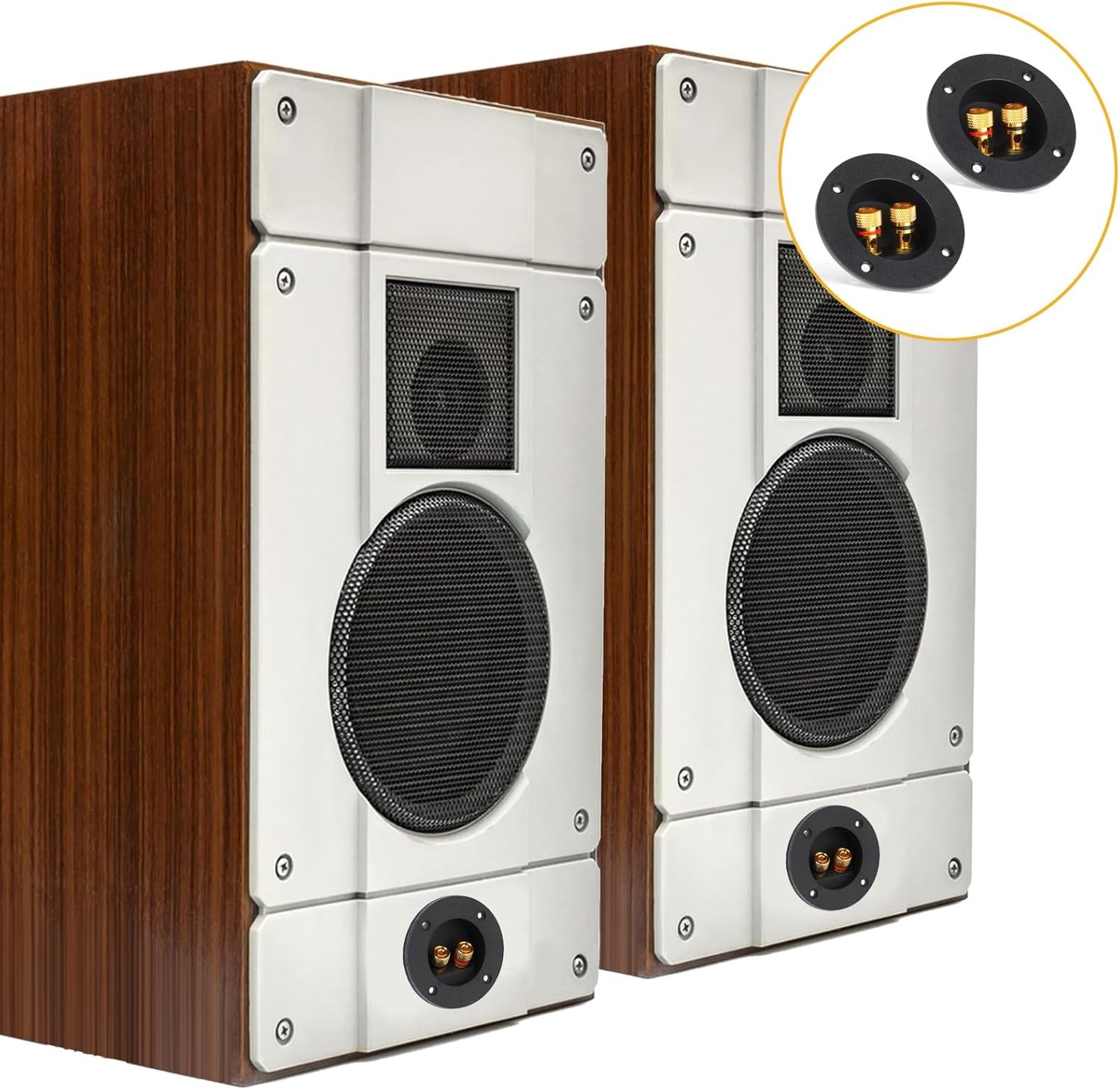 2 Pcs Black Speaker Box Terminal Cup 3 Inch 2-Way Spring Loaded Jacks...