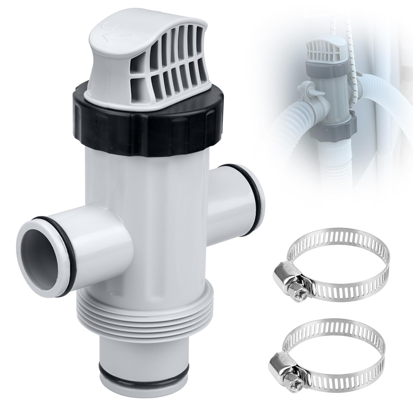 Dual Split Hose Plunger Valve for Intex Pool 1 x 1 x 0.5 inches, Gray