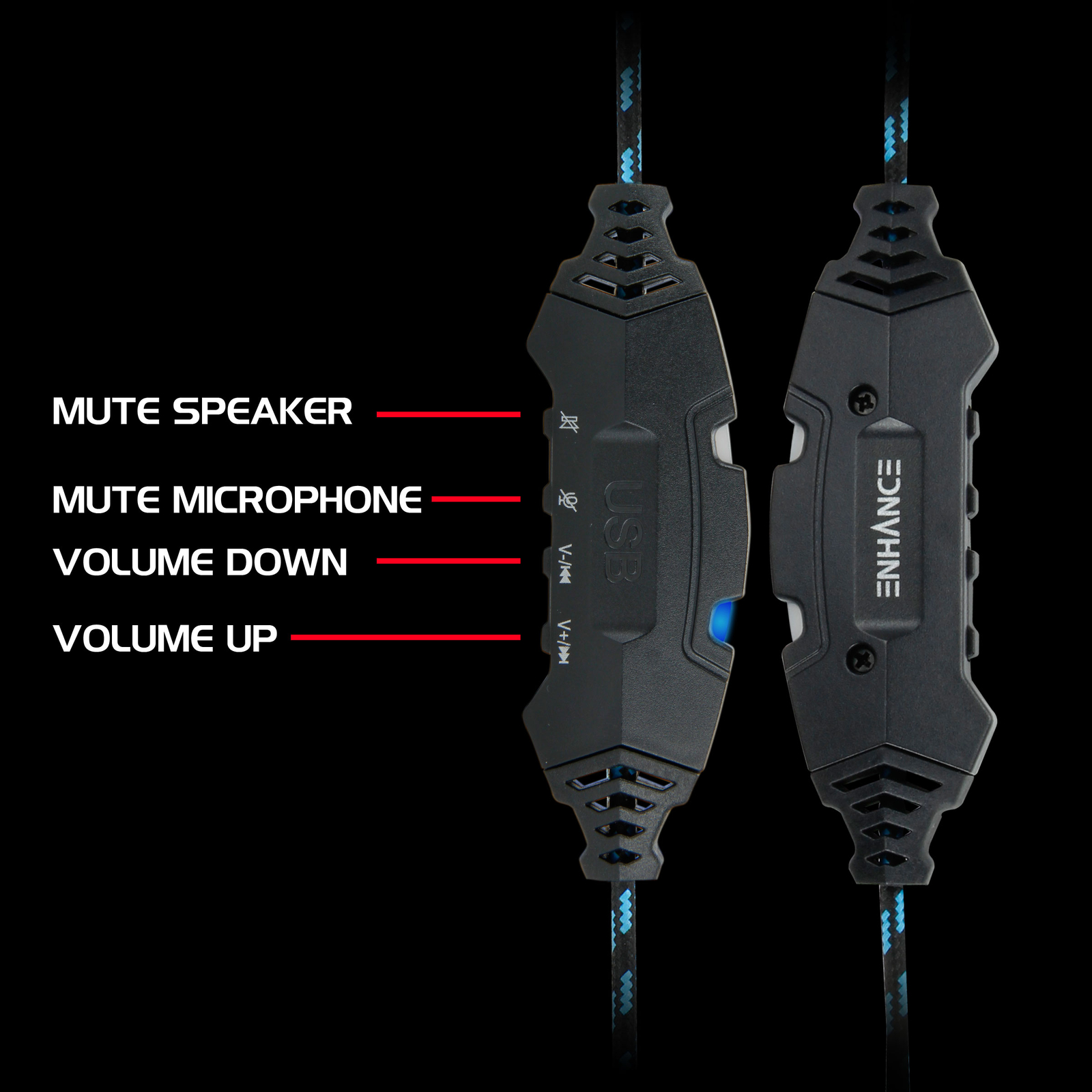 Computer Gaming Headset w/ Microphone by ENHANCE - 7.1 Surround Sound & LED