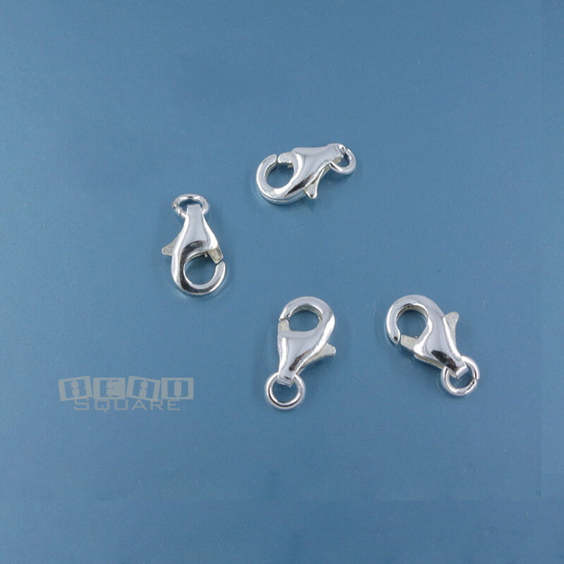 Small Sterling Silver Pear Lobster Claw Clasp Connectors [Open or Closed Ring]