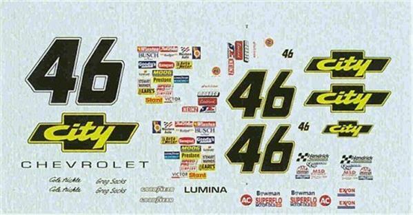 Winscals #46 City Chevrolet 1990-Cole Trickle 1/24 waterslide Nascar decal