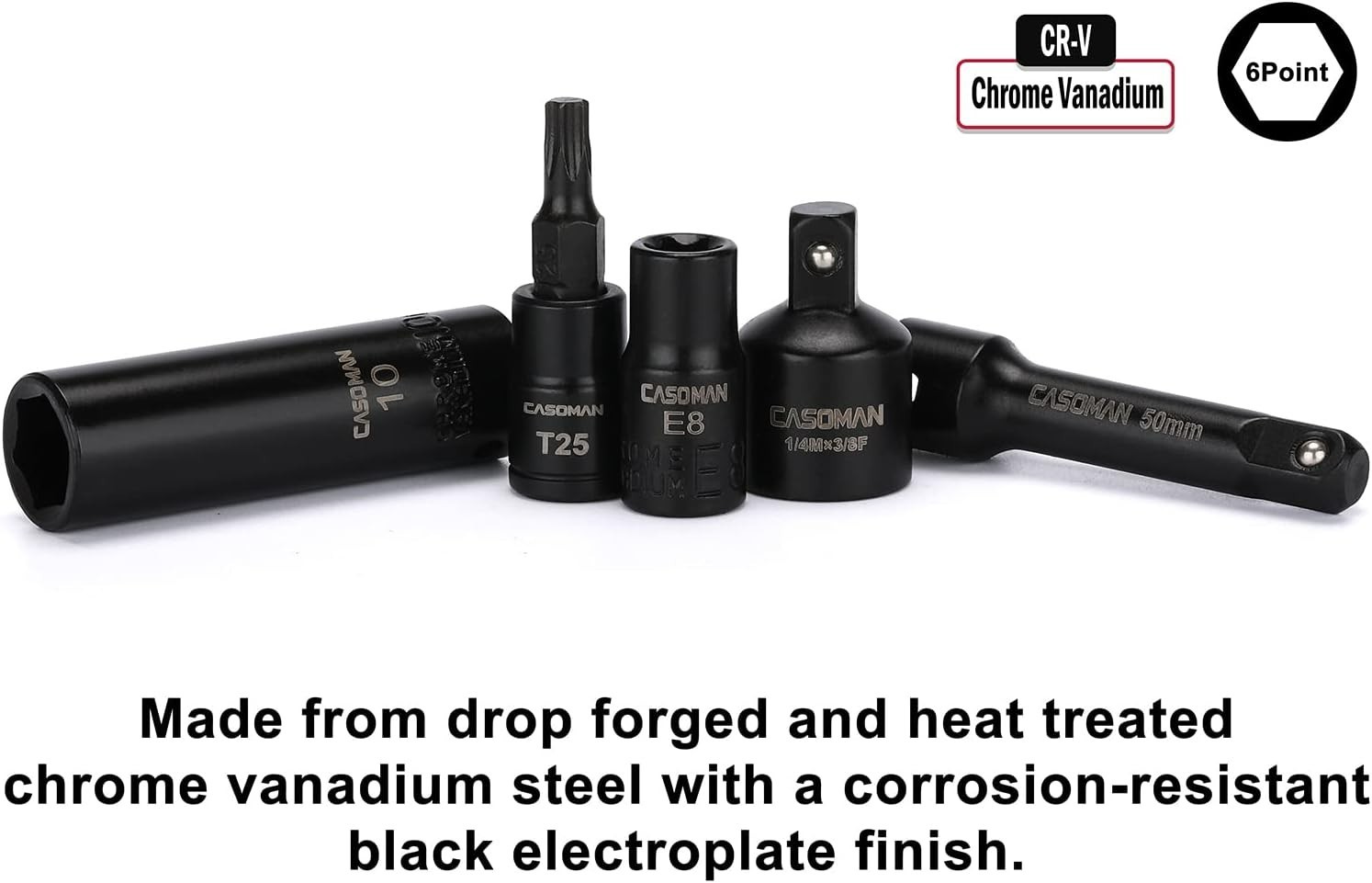 1/4 Inch Drive Master Impact Socket Set with Adapters, U-Joint, Extensions &...