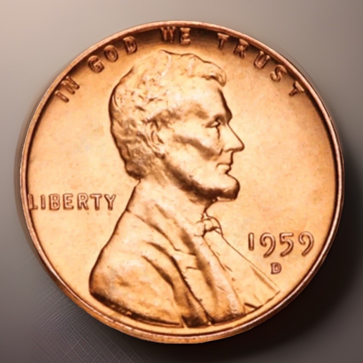 1959-D Lincoln Memorial Cent in GEM BU Red From Original Bank Wrapped Roll