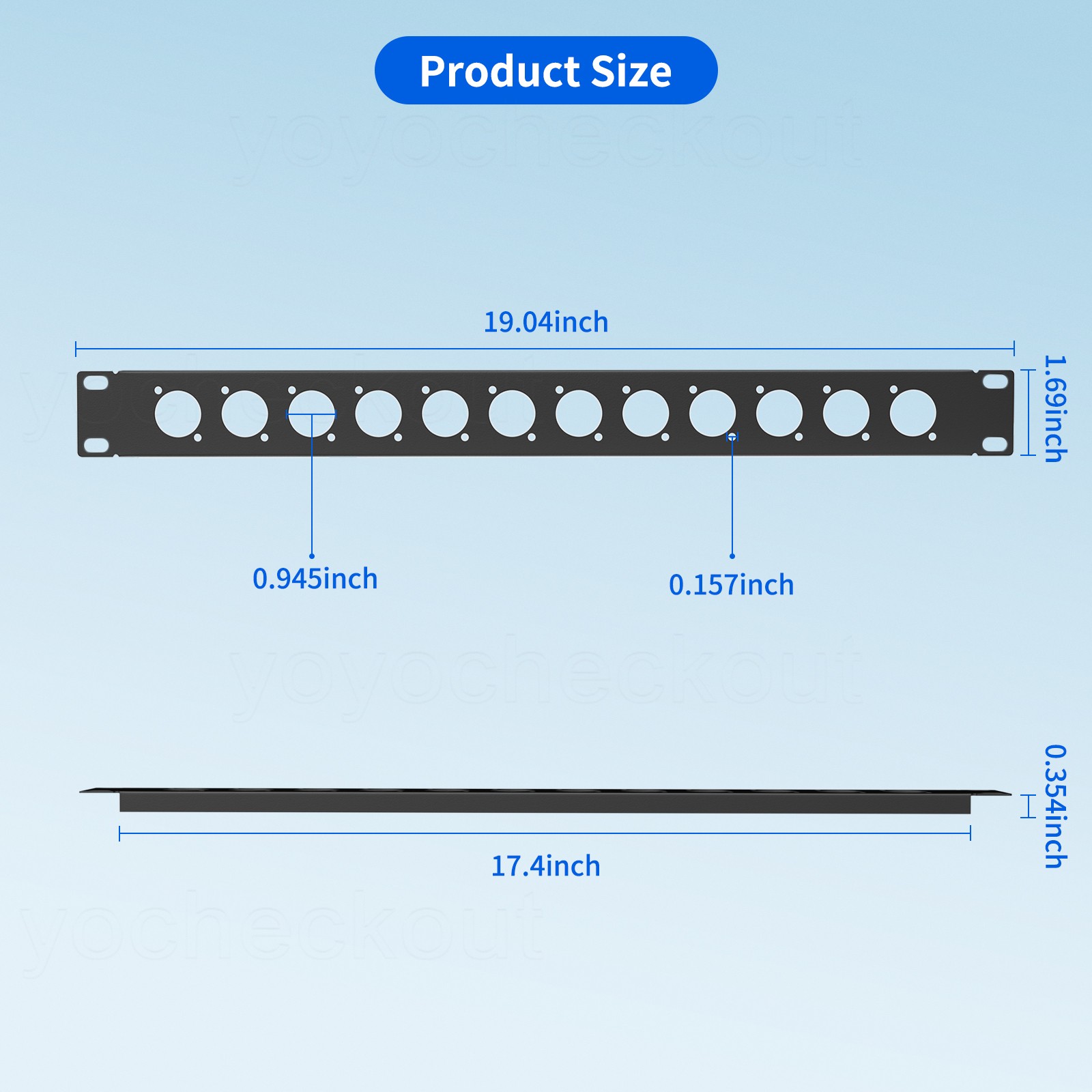 1u 12 Port For USB, network, HDMI XLR D-Type Connectors Hinged Patch Panel