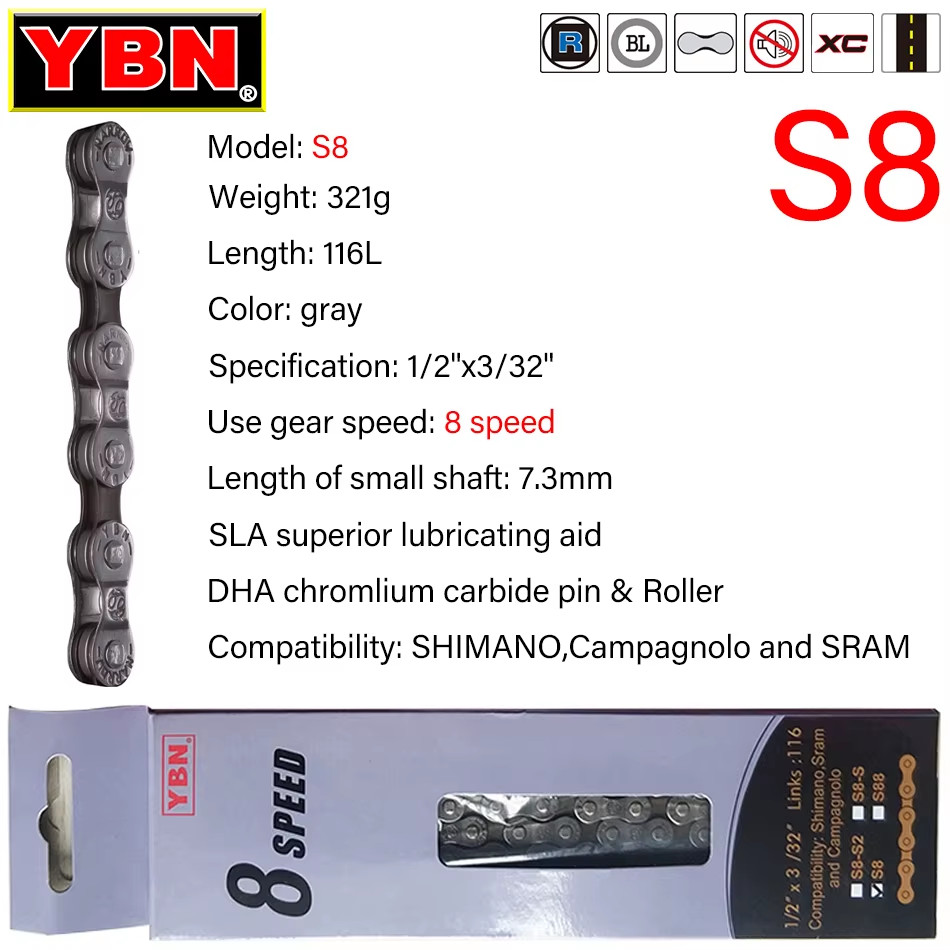 YBN Bike Chains 8 9 10 11 12 Speed MTB ROAD Bicycle Chain 116 Links 8S 9S 10S 11