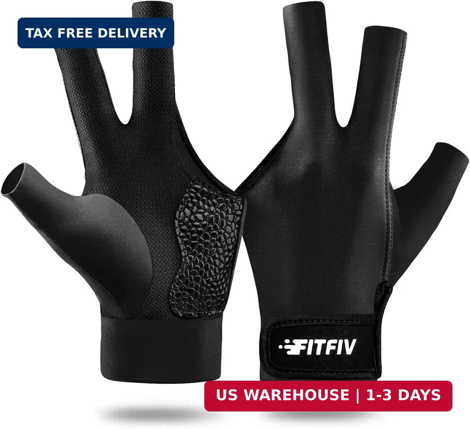 Billiard Pool Glove for Left Hand 3 Finger, Durable Double Stitching, Snooker Cu