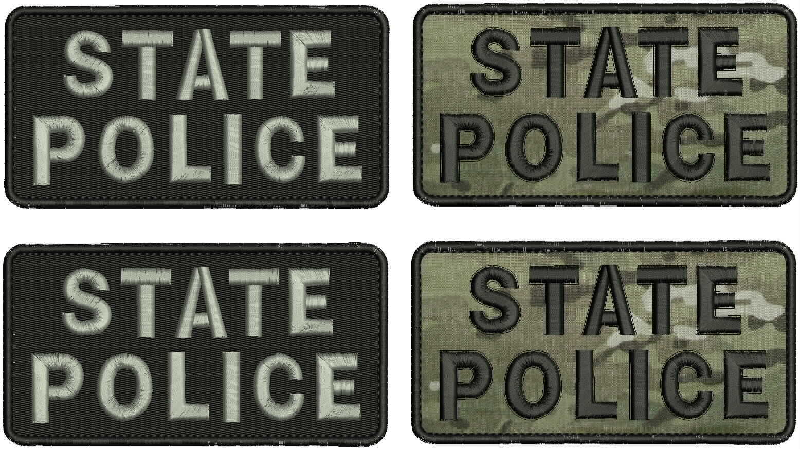 4x State Police embroidery patches 2x5 hook Multicam/black and black/silver