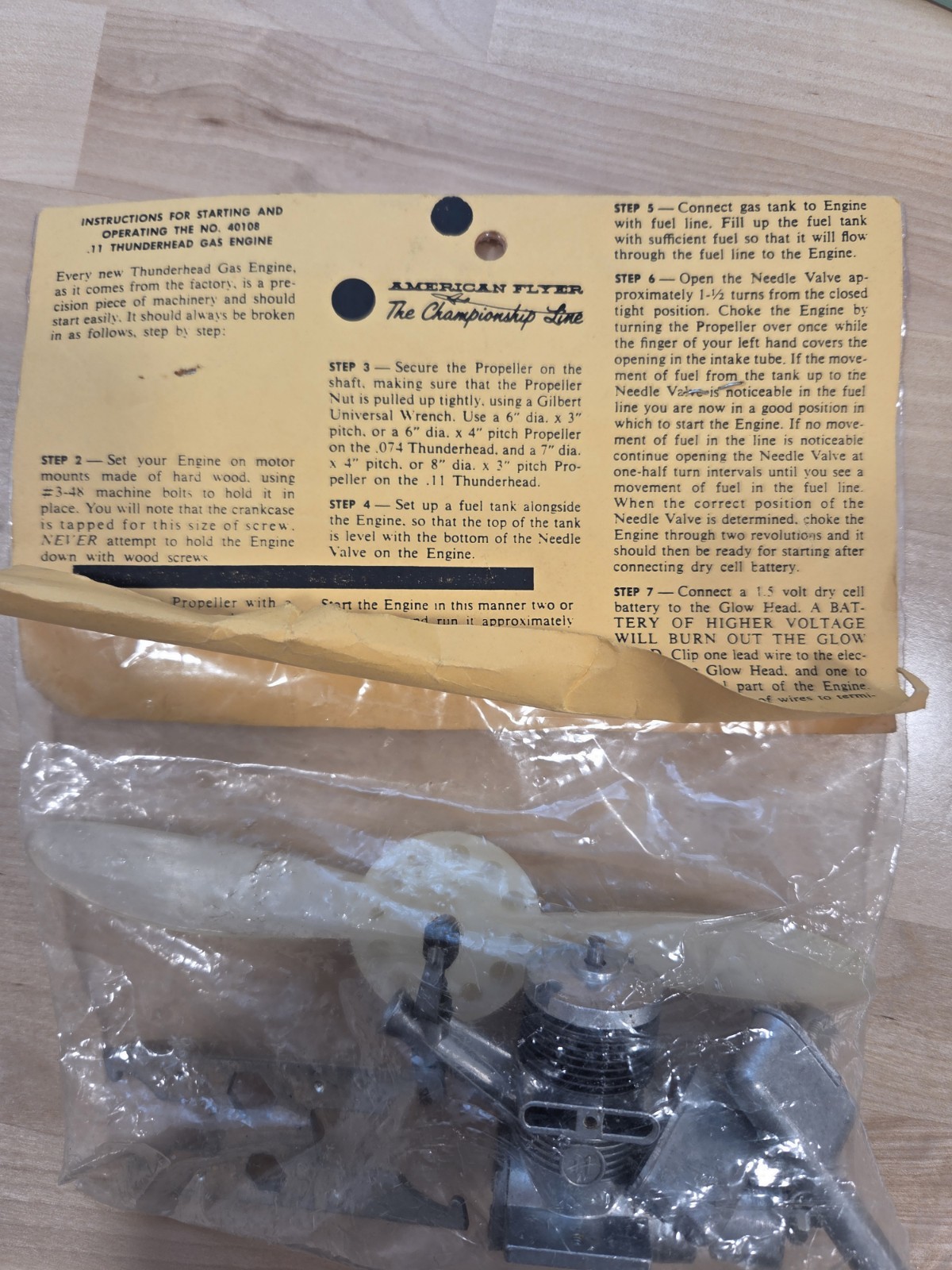 Gilbert American Flyer The Championship Line Thunderhead .11 Model Engine