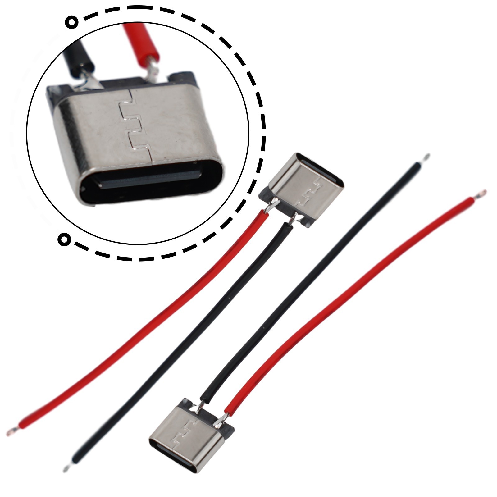High Quality USB C 2Pin Welding Wire Female Connector Cable 10pcs Pack