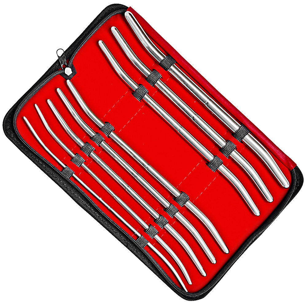 Pratt 11 Sound Kit, 8 Pieces Surgical Steel Urethral Stretching Sounding Set