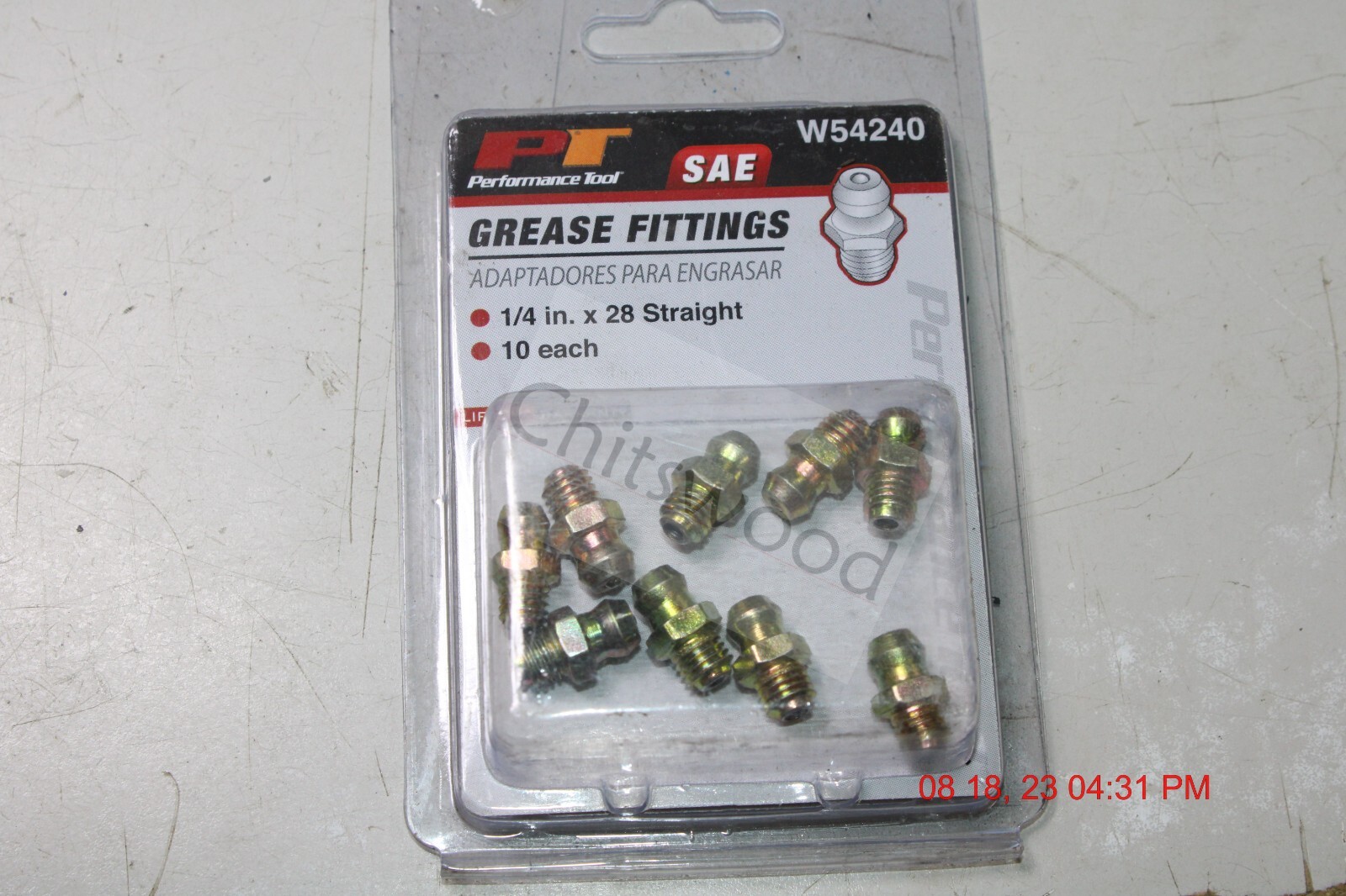Performance Tool SAE Grease Fittings W54240 1/4 in x 28 Straight 9 Ct Pack NEW