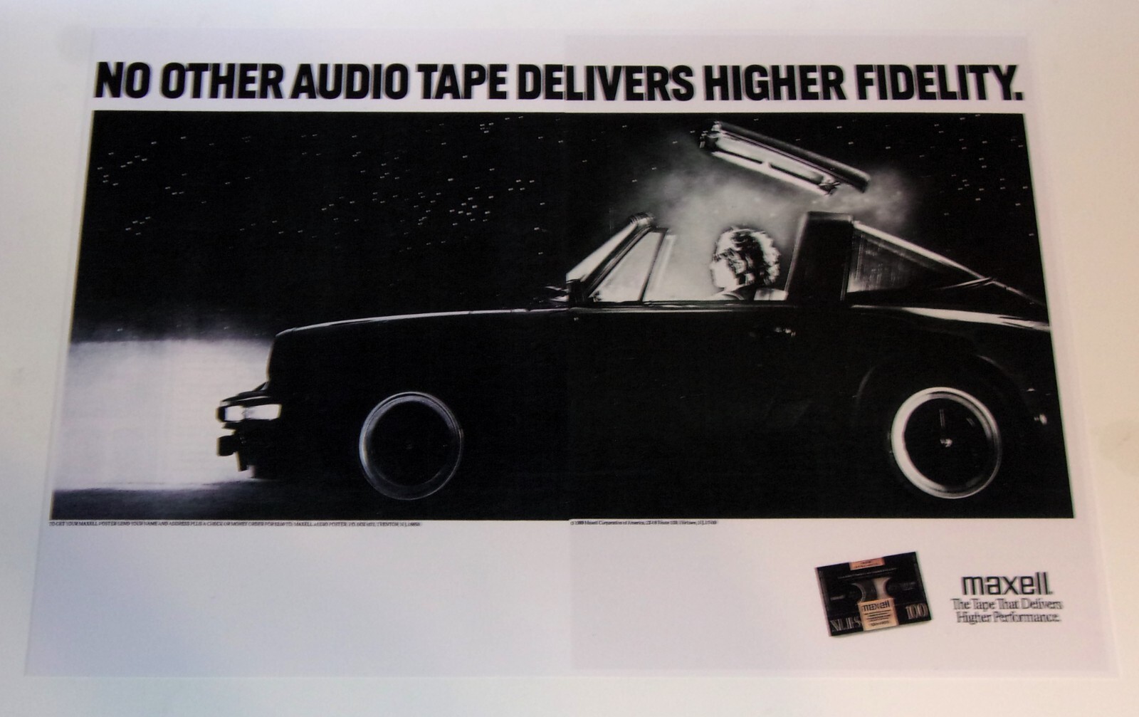 Maxell Tape "Porsche 911" Poster 1989 - 19" x 13" Cassette 80's Pic, XLIIs