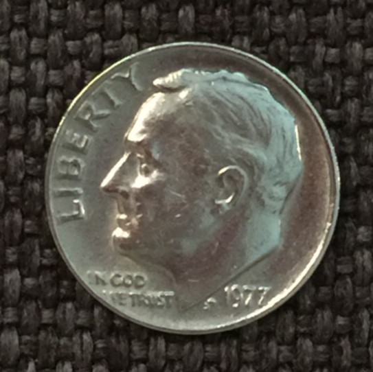 1977 P Roosevelt dime, actual coin in picture, free shipping.