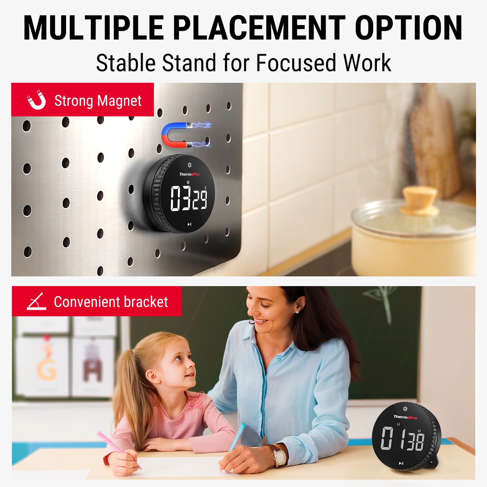 TempPro TM04 Digital Kitchen Timer 99-Minute LED Magnetic One-Touch Control Time