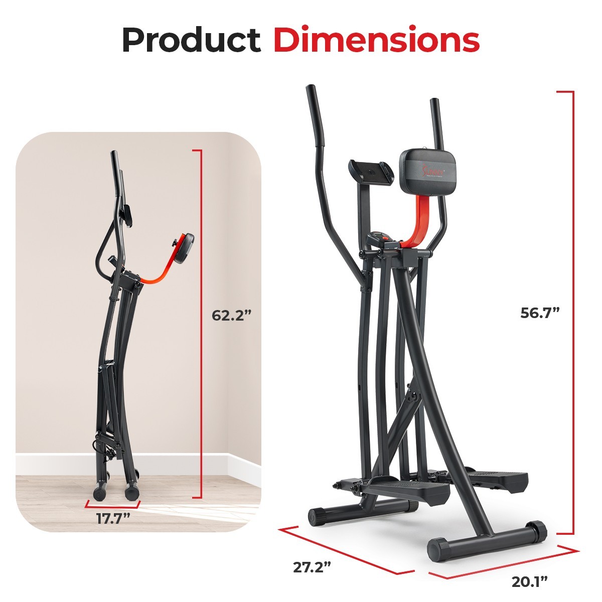 Smart Foldable Air Walk Elliptical Ski Glide Cross Trainer Adjustable Resistance