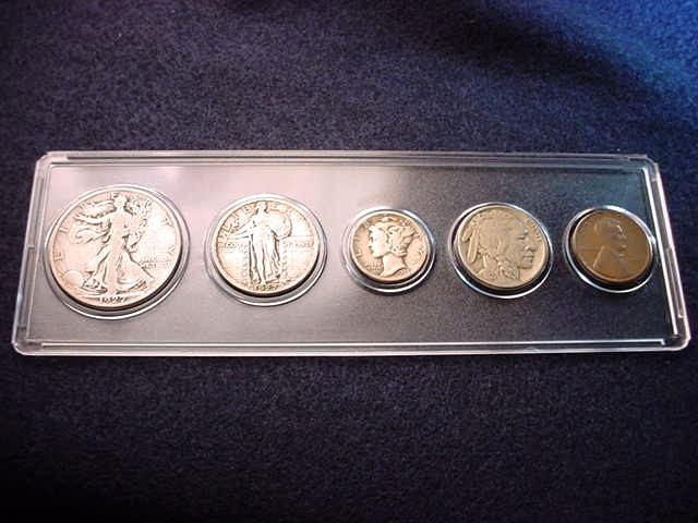 1927 SAN FRANCISCO & PHILADELPHIA 5 COIN MINT SET GREAT 90% SILVER coins!    #75