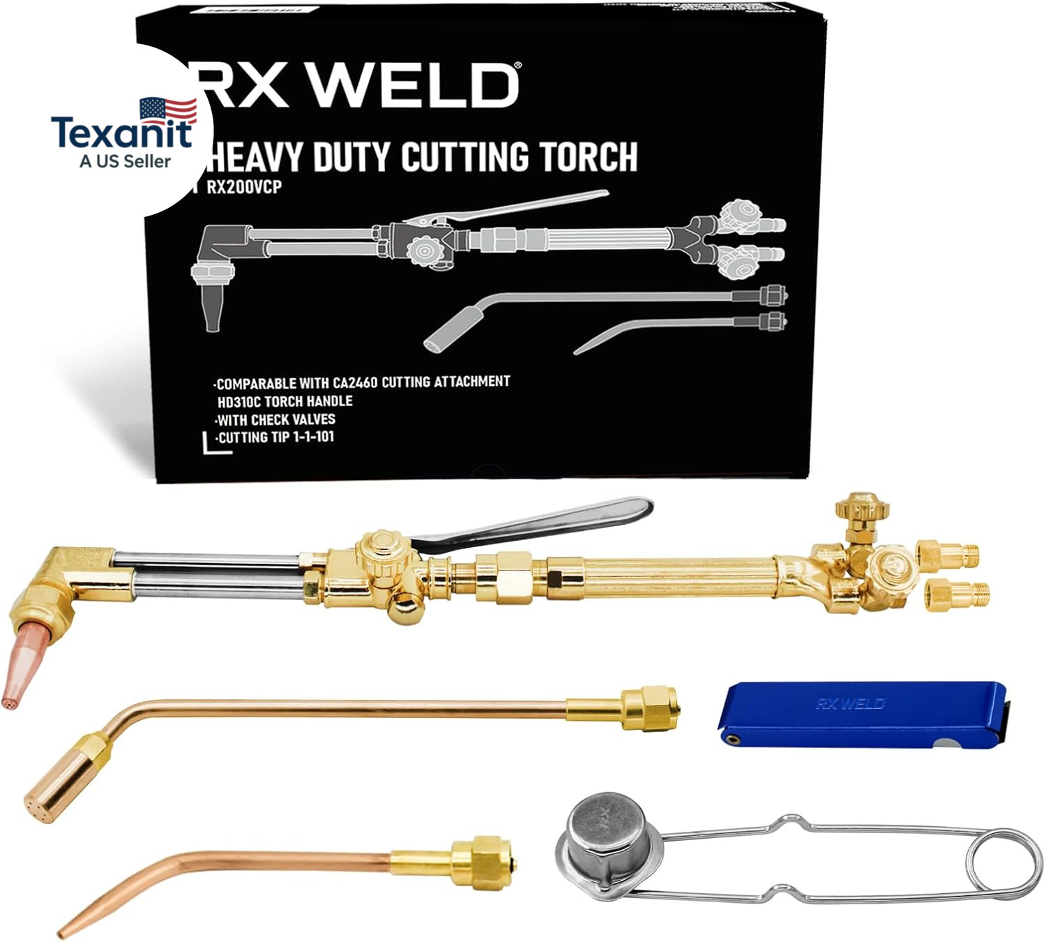 Heavy Duty Oxy Acetylene Torch with Check Valves, Cutting Tip 1-1-101 and 8-MFA