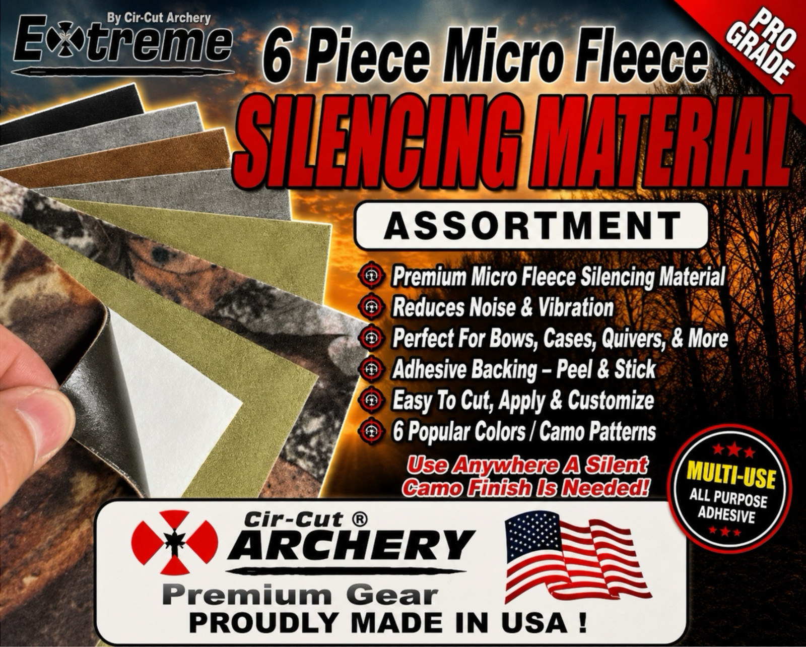 6 Pc Archery Bow Hunter Silencing Adhesive Material Assortment GEAR QUIVER REST