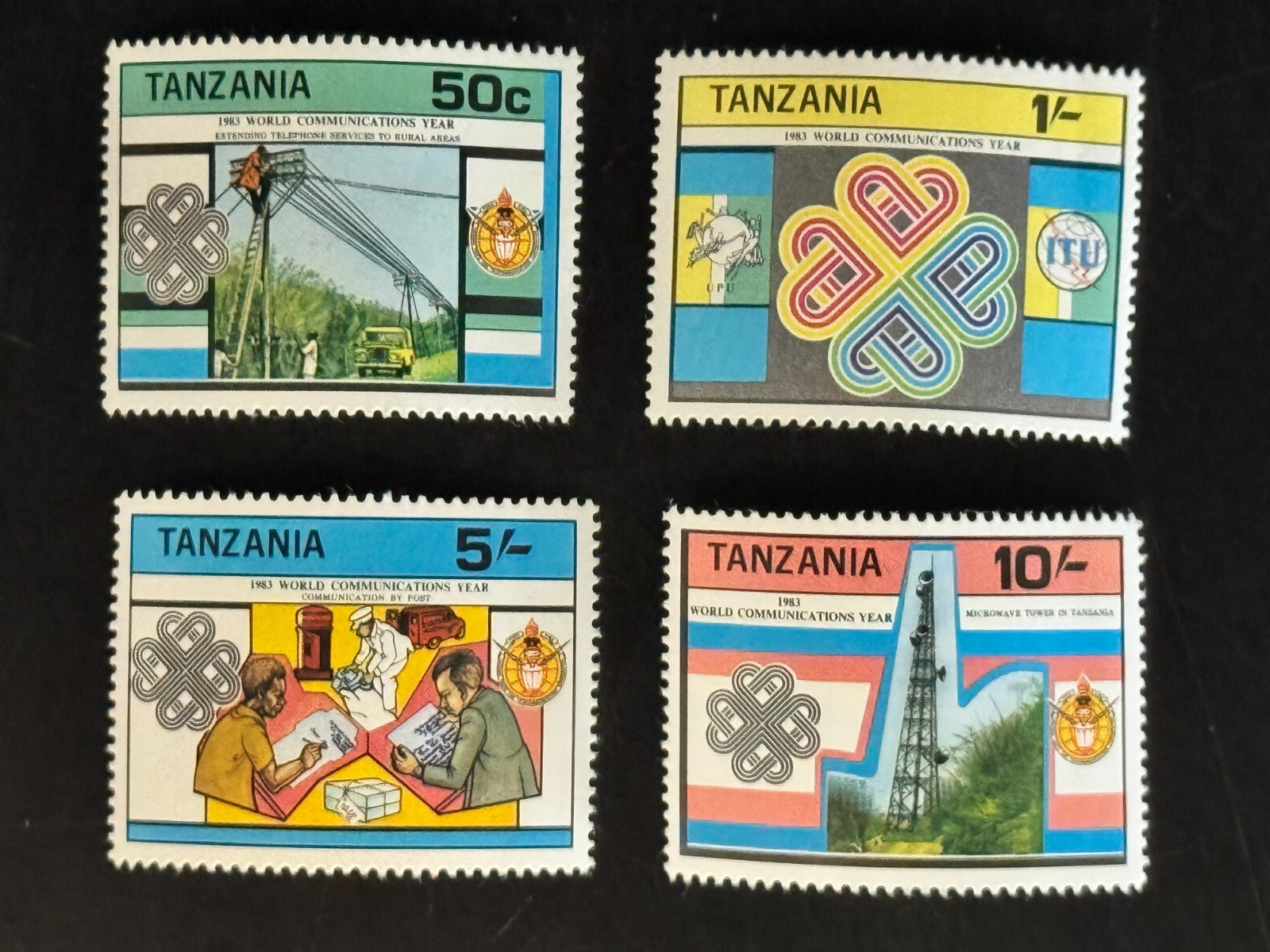 1983 Tanzania Stamp, World Communication Year, Lot of 4, New/Unused