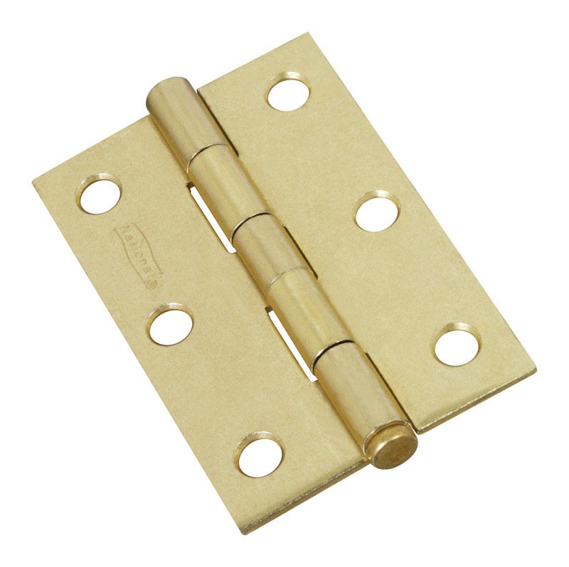 National Hardware N142-067 Brass Steel V508 Full Mortise Narrow Hinge 3 L in.