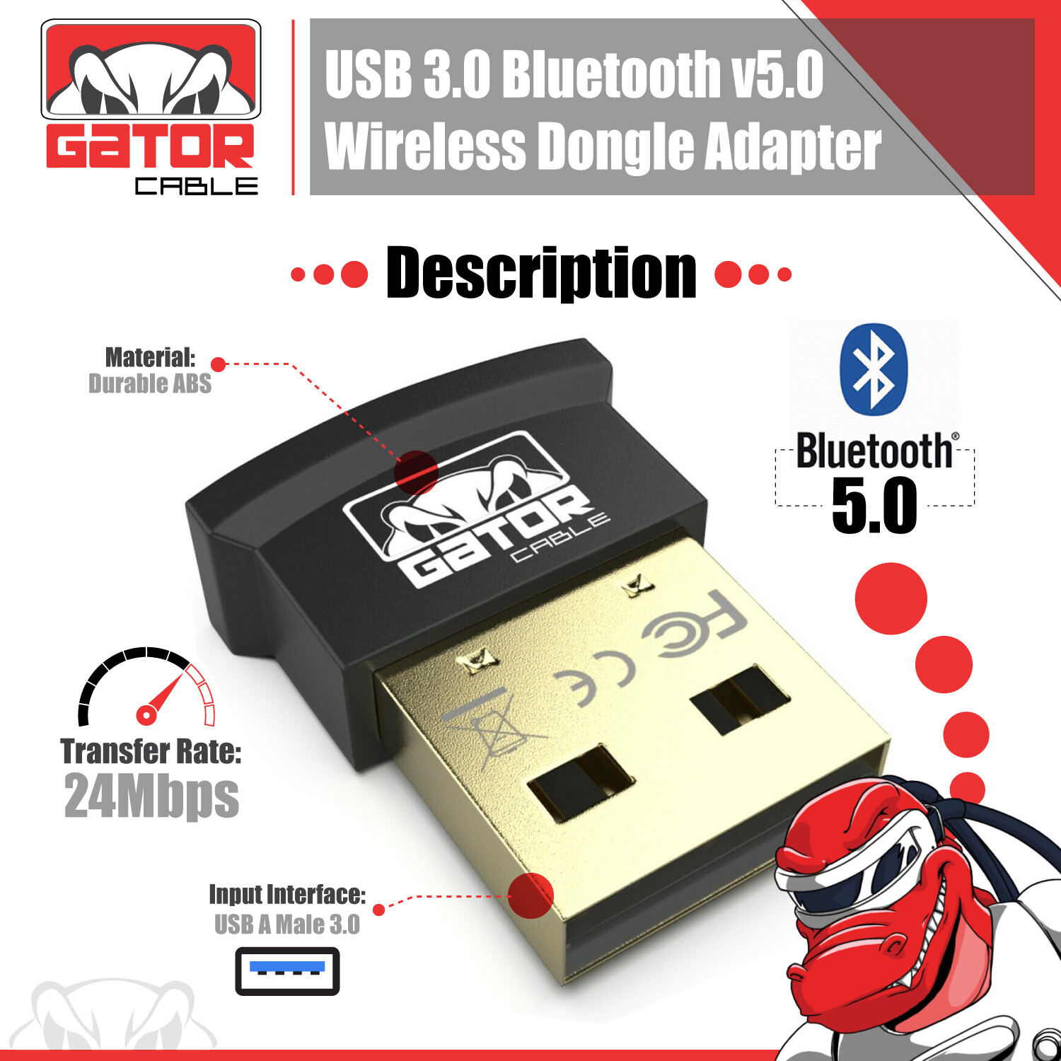 USB 3.0 Bluetooth 5.0 Dongle Adapter Wireless Receiver for PC Laptop NoteBook