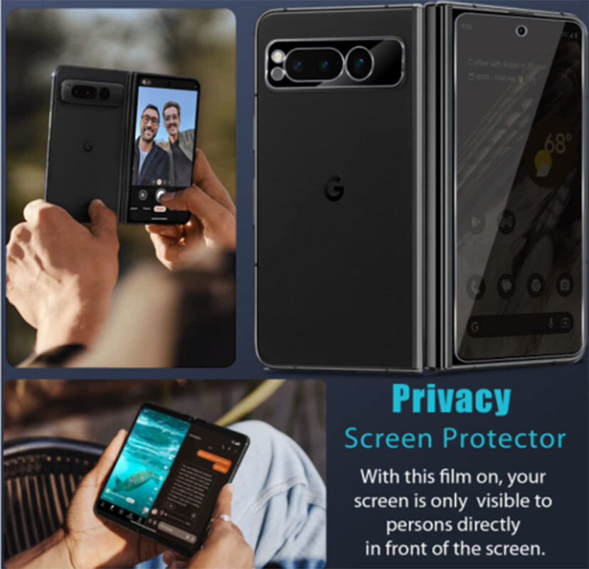 For Google Pixel Fold Privacy Tempered Glass Front Screen Protector/Camera Lens