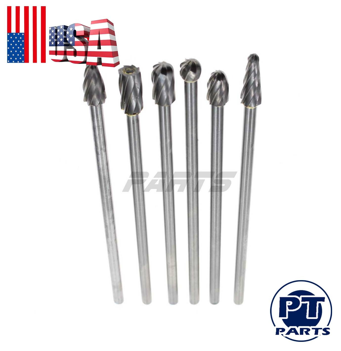 6pcs 10mm Rotary Aluminum Cut Burr 6mm 1/4" Shank 150mm Long Reach Carbide Burs