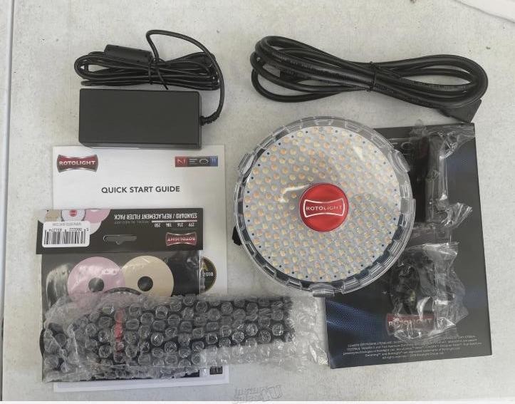 Rotolight NEO2 On-Camera Photo LED Light w/ AC Adapter, Filter Pack & Tripod