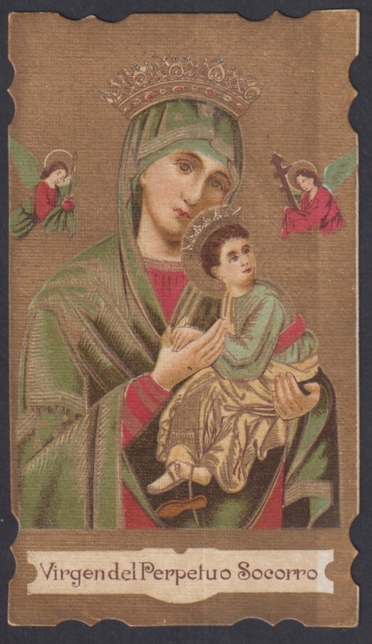 Holy card antique de la Virgin del P. Socorro image pieuse santino estampa