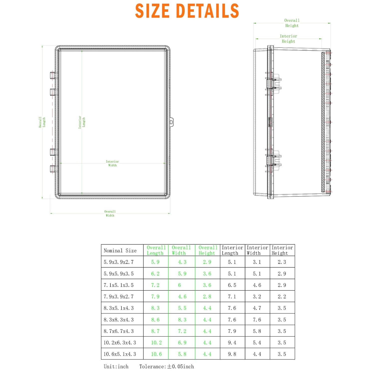 Electrical Junction Box, IP67 Waterproof Outdoor Box ABS Plastic Enclosure
