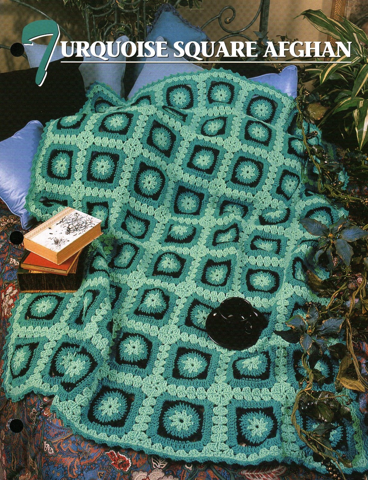 Turquoise Square Afghan | Annie's Crochet Quilt Afghan Club QAC334-02