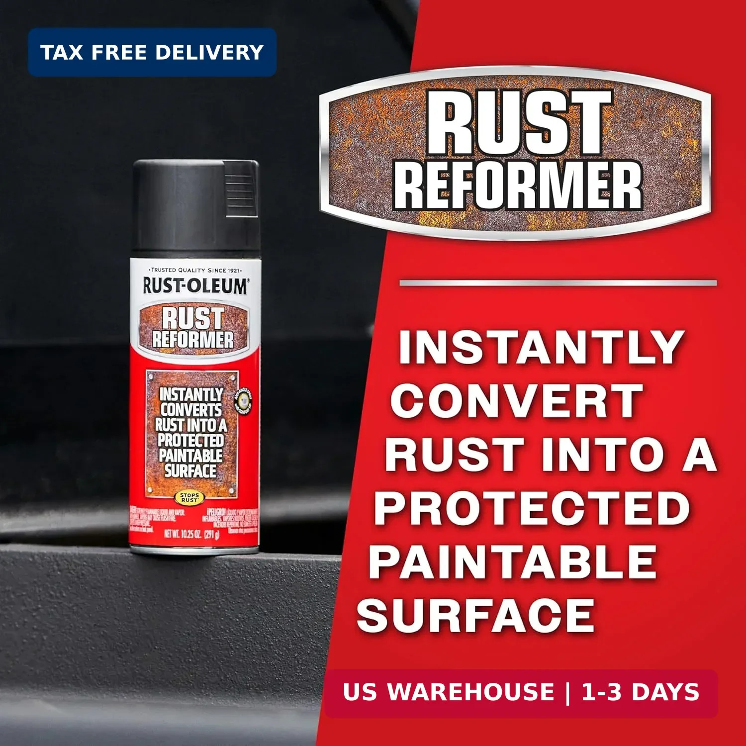 Share Rust-Oleum Stops Rust Converter Rust Reformer Spray Flat Black Finish 10.2