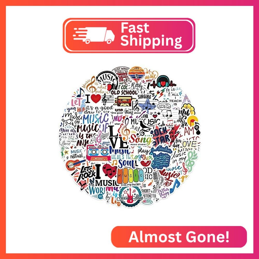 Cool Inspirational Music Stickers for Kids Teens Adults, 50PCS Musical Motivatio
