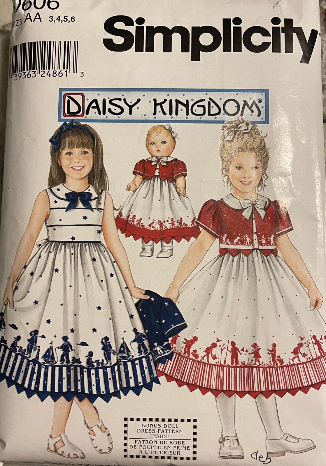 Simplicity Daisy Kingdom Sewing Pattern Girl and Doll Matching Dress AA0606 3-6