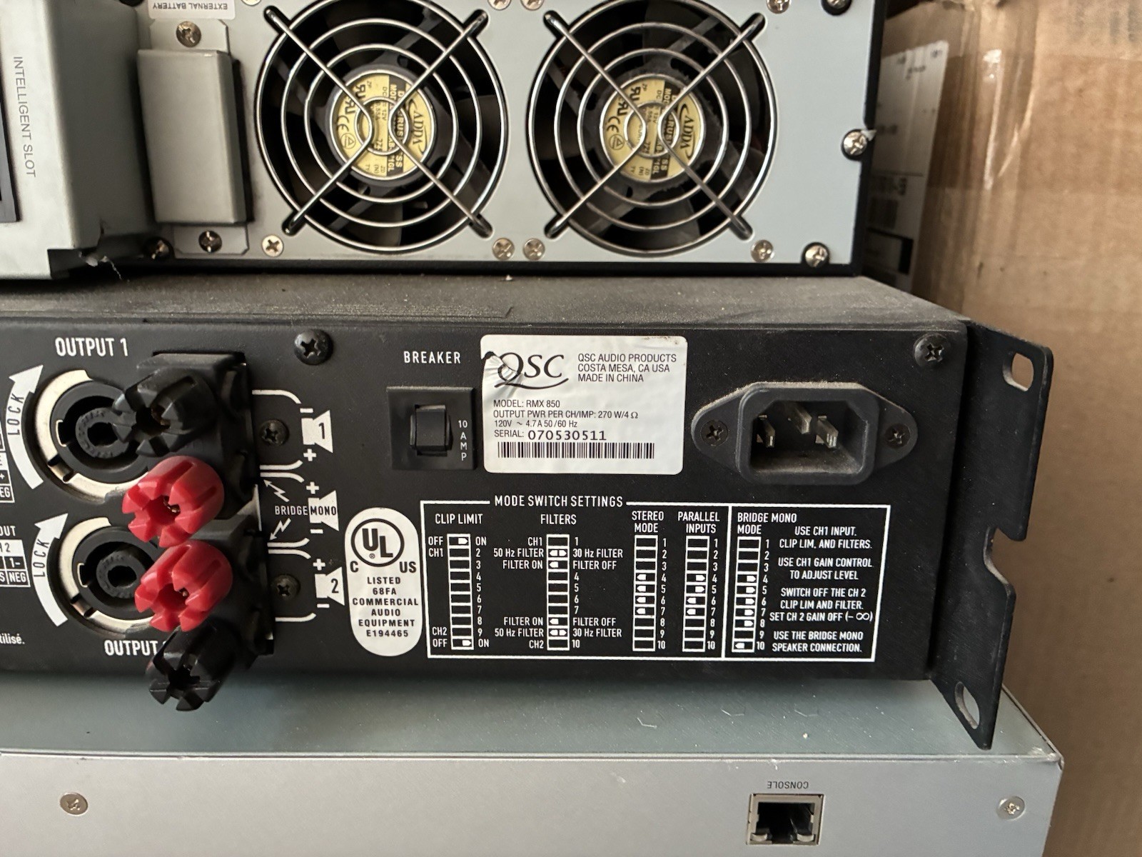 QSC RMX850 2-Channel Rackmount Power Amplifier Pro Audio w/Power Cord