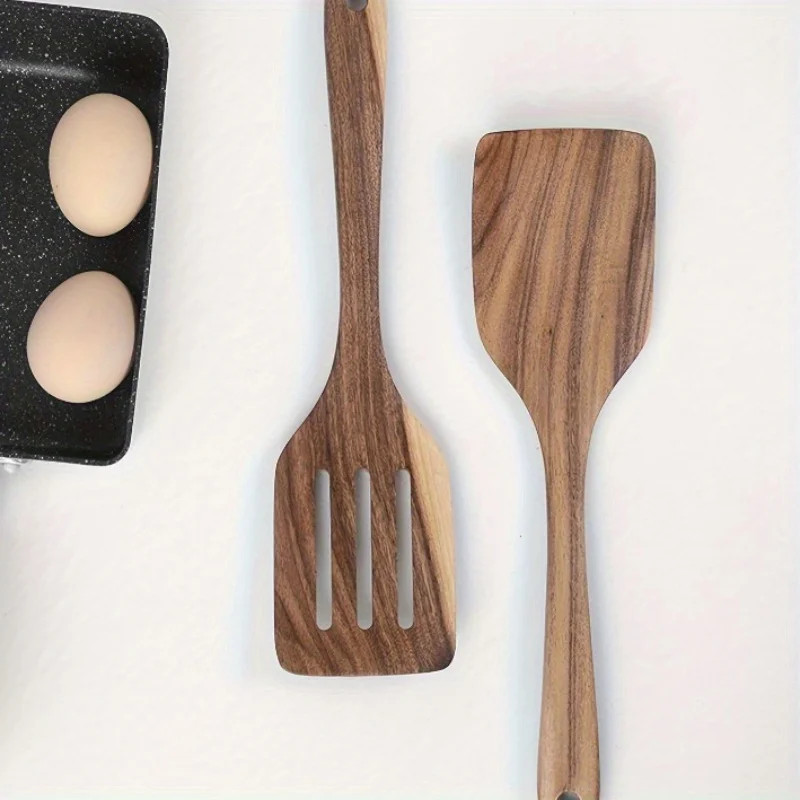 Wooden Spatula Set - Durable & Ergonomic with Long Handles, Multipurpose Cooking