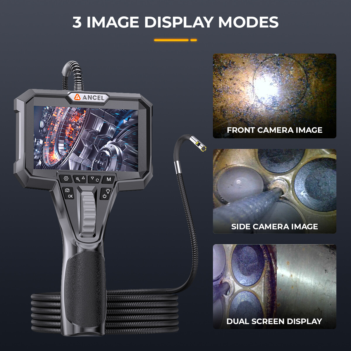 Waterproof 7 LED Lights Inspection Endoscope Dual Camera Articulating Borescope