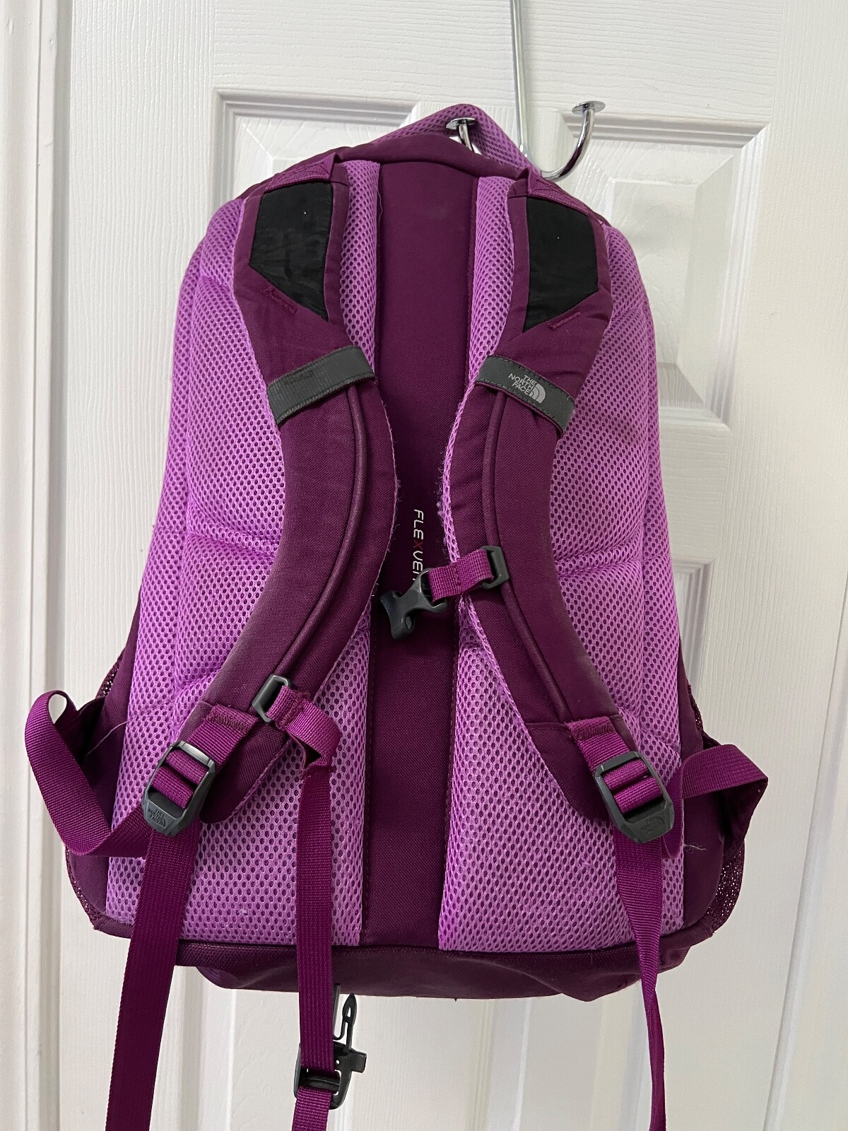 The North Face Pivoter Purple/Chartreuse backpack, GUC