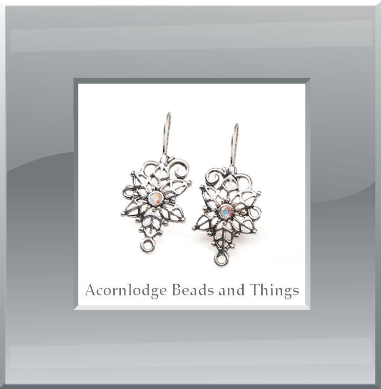 Jill MacKay 29mm Silver Plated FLOWER EARRING with FRENCH Ear Wire