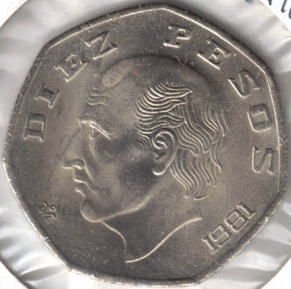 1981 Mexico Brilliant Uncirculated 10 Pesos - Miguel Hidalgo Cotilla Coin!