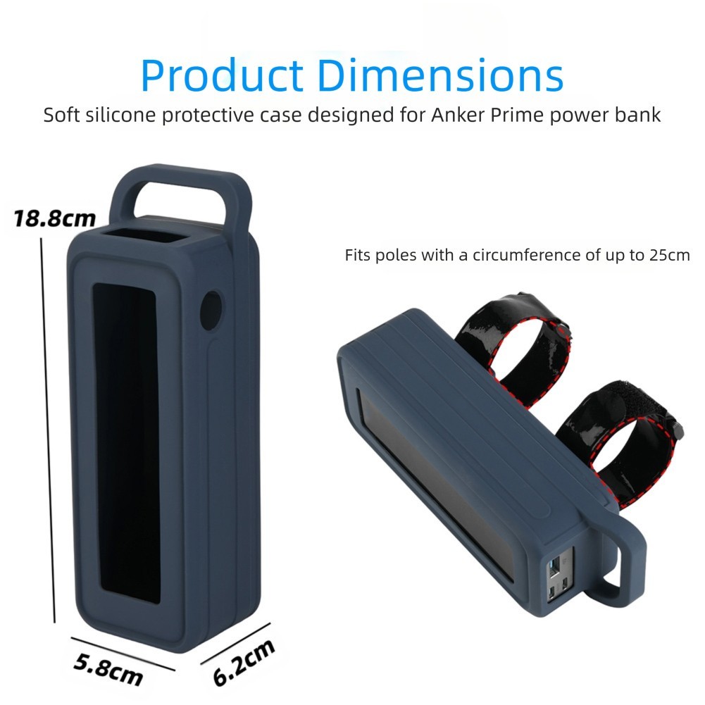 Silicone Case with Carry Straps for Anker 27650mAh Bank Black Blue