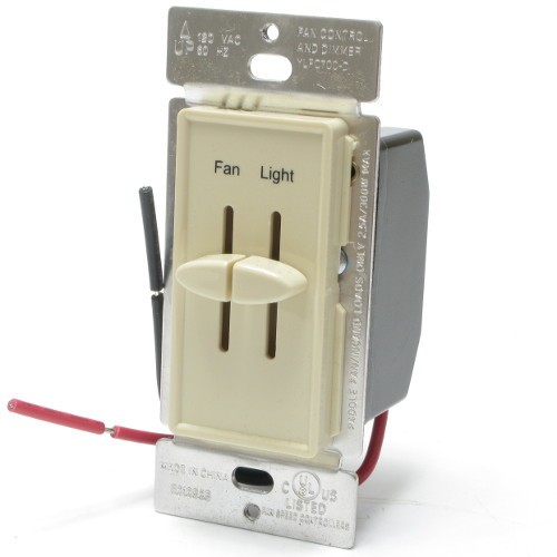 Dual Slide Fan/Light Control, 2.5 Amp Fan, 300 Watt Light, Ivory