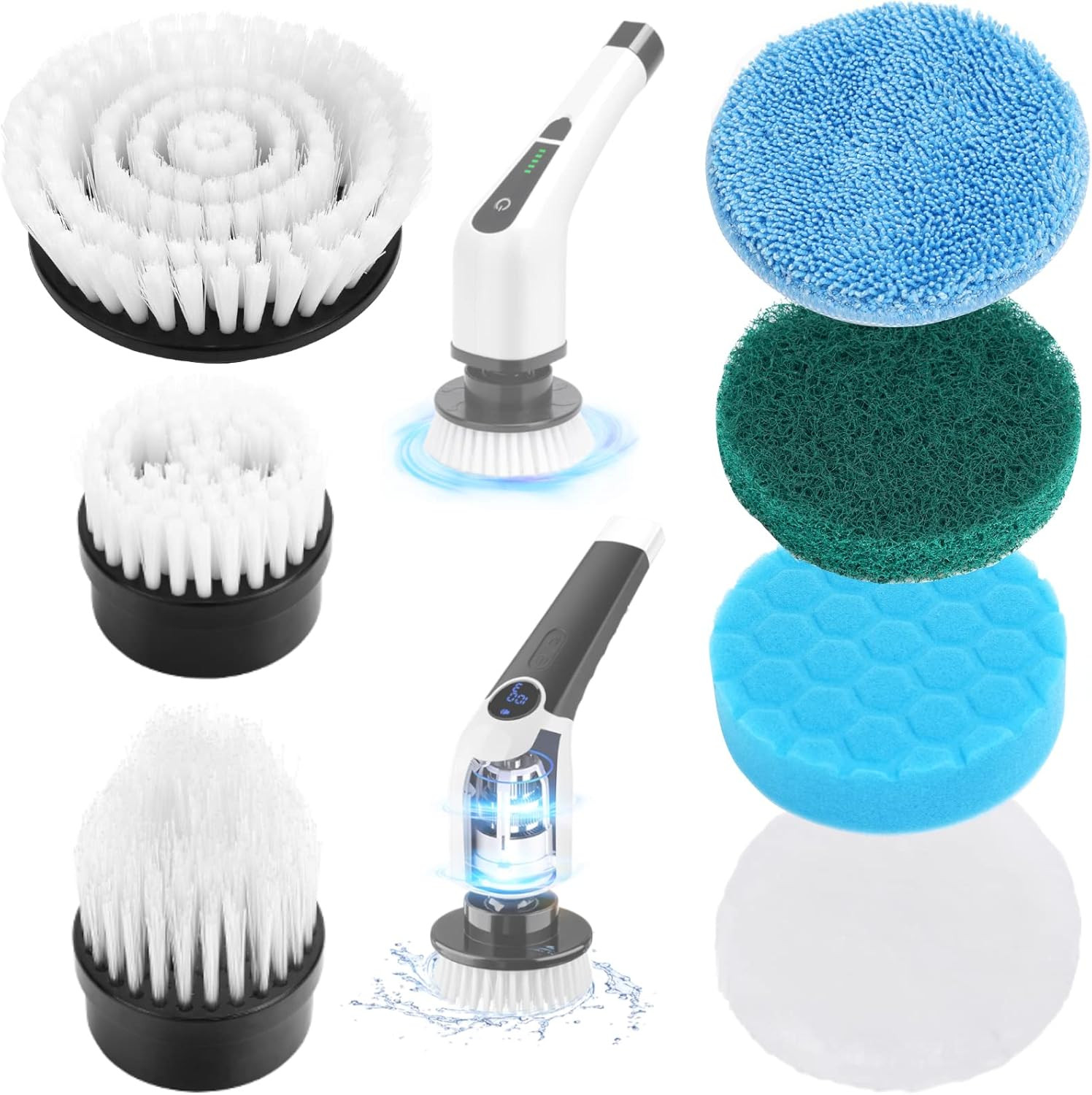 7-in-1 Replacement Brush Heads Set of Electric Spin Scrubber, Cleaning Portab...